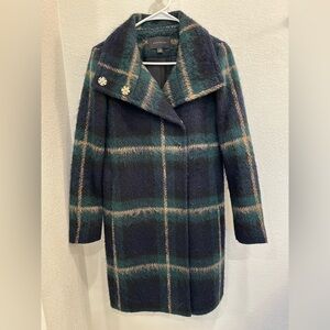 Ann Taylor Blue and Green Plaid Pea Coat